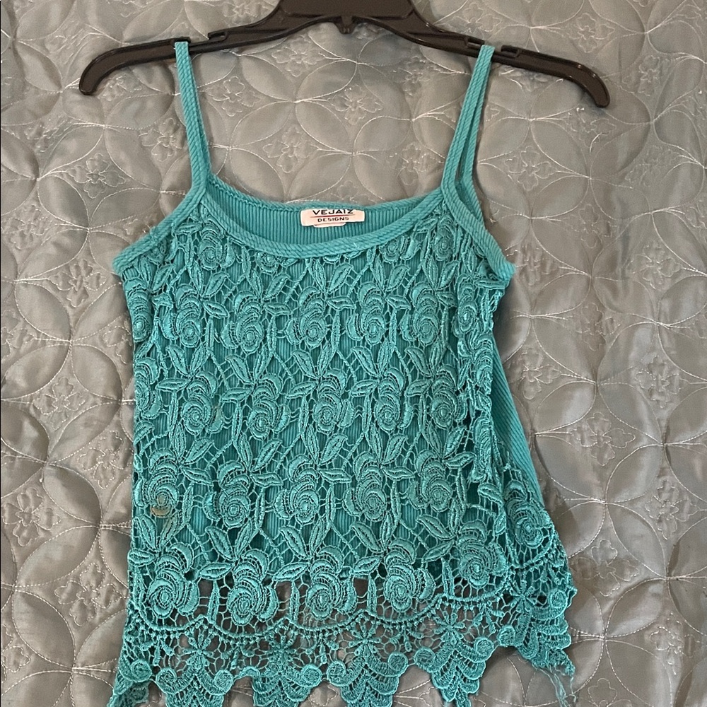 Women's Turquoise Lace Camisole